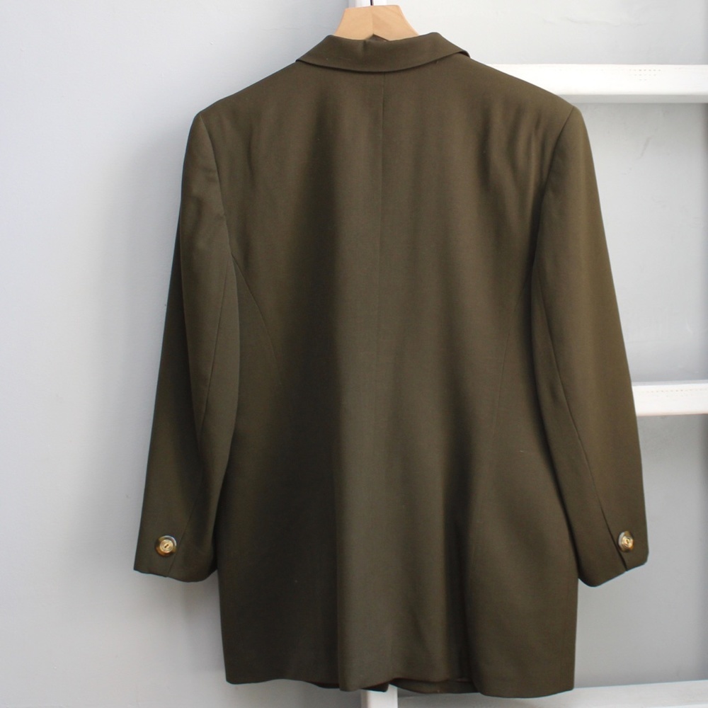 Christian Dior Vintage 90's Women's Green 7 Button Blazer Skirt Set - Picture 3 of 9